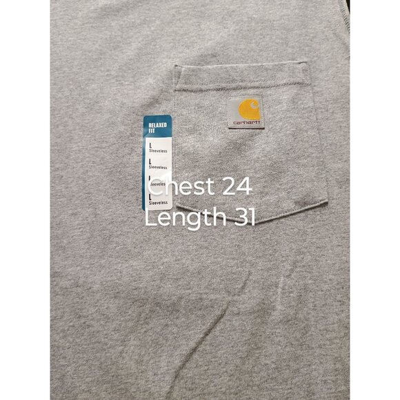 Carhartt Mens Relaxed Fit Heavyweight Sleeveless Pocket T-Shirt‎ Gray Size L - Picture 7 of 7